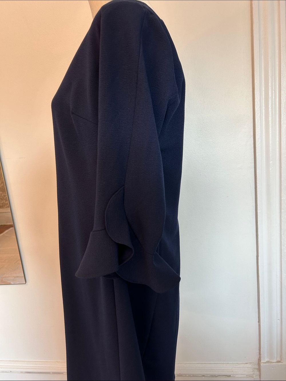 Karl Lagerfeld Navy Midi Dress with Ruffle Sleeves - Picture 4 of 13